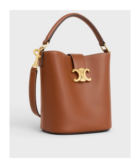 Celine Louise Medium Leather Bucket Bag In Brown