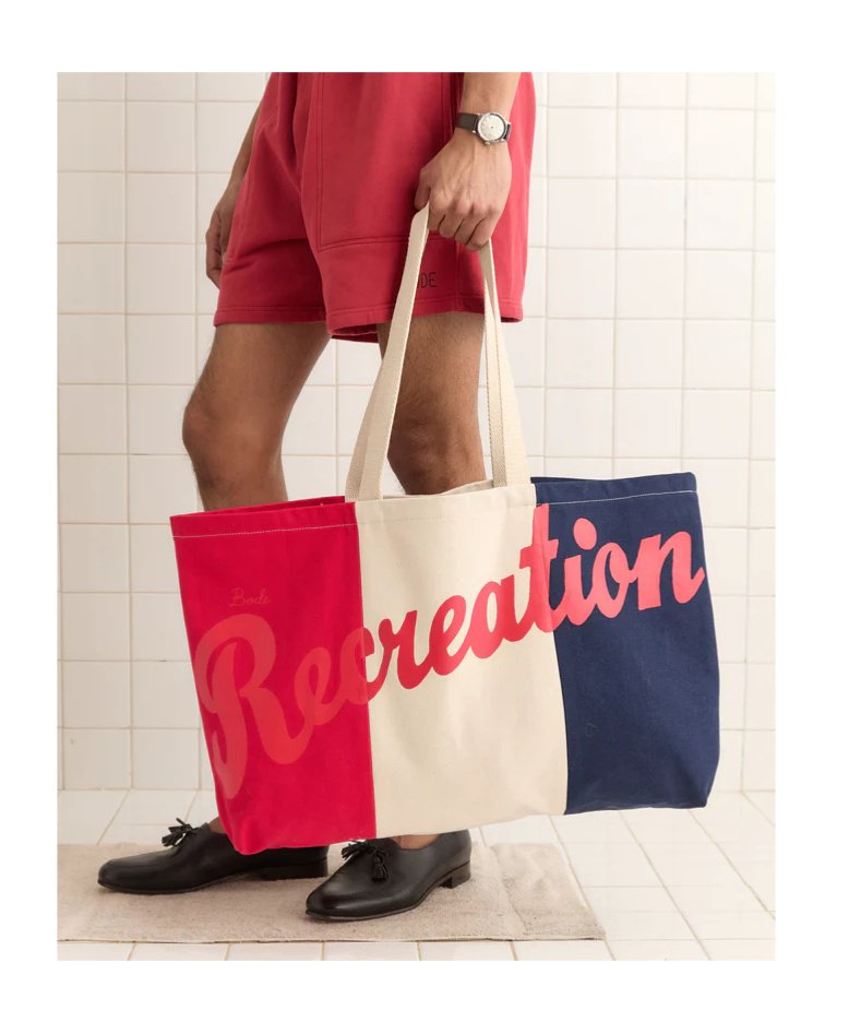 Bode Men Embroidered Canvas Recreation Shopping Bag