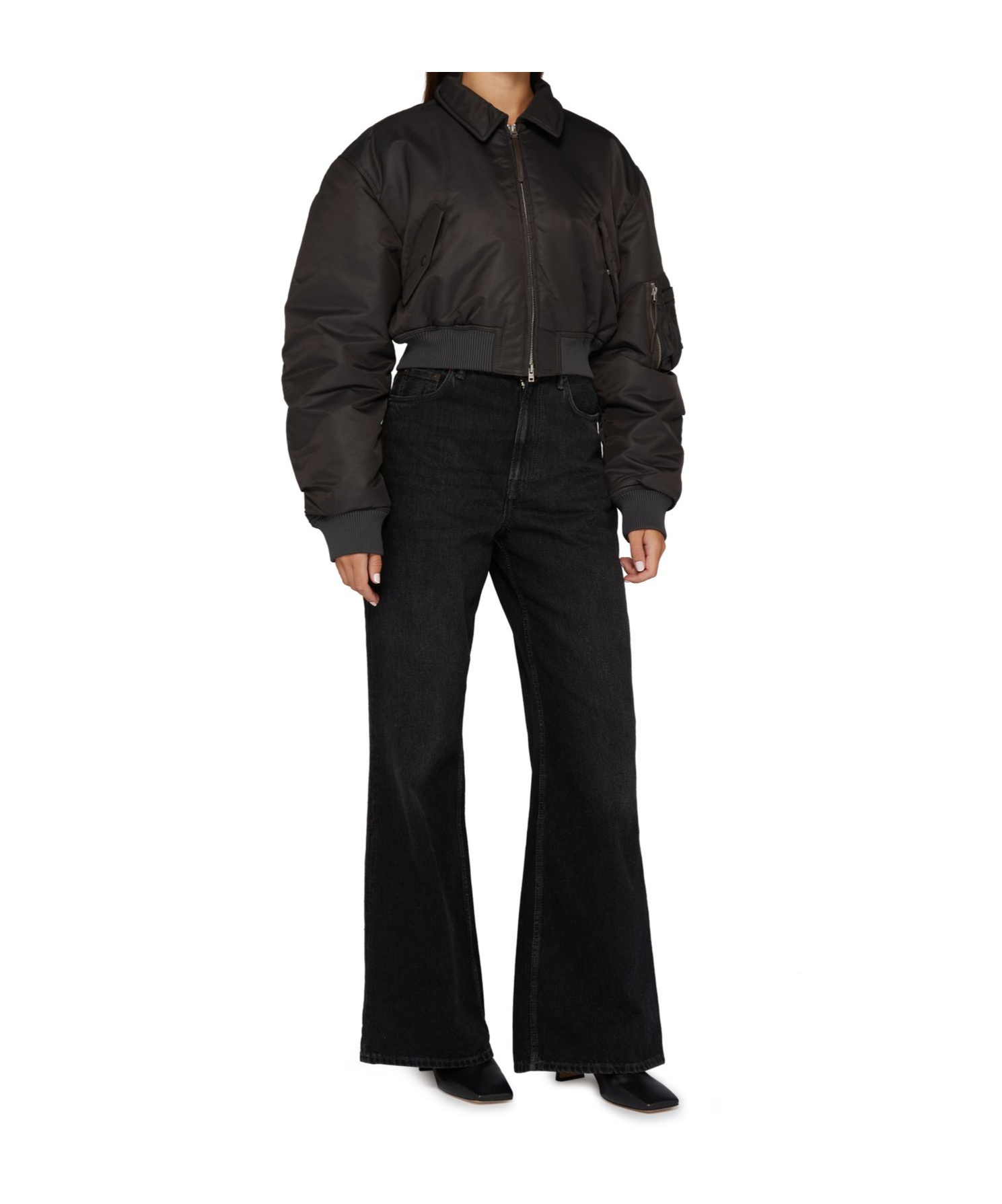 Acne Studios Long-sleeved Pilot Jacket In Dark Gray