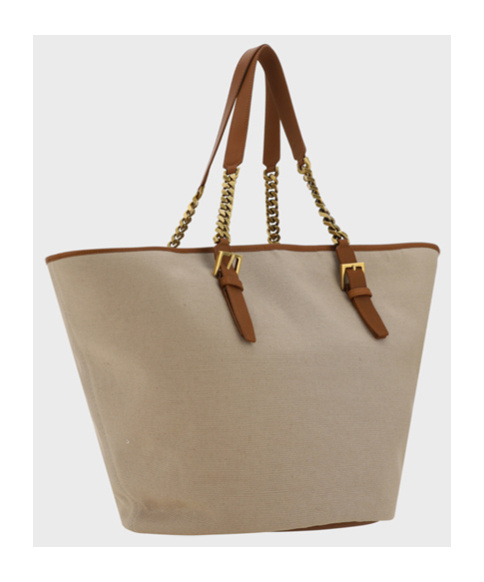 Saint Laurent Cassandre-tag Canvas Tote Bag In Nude