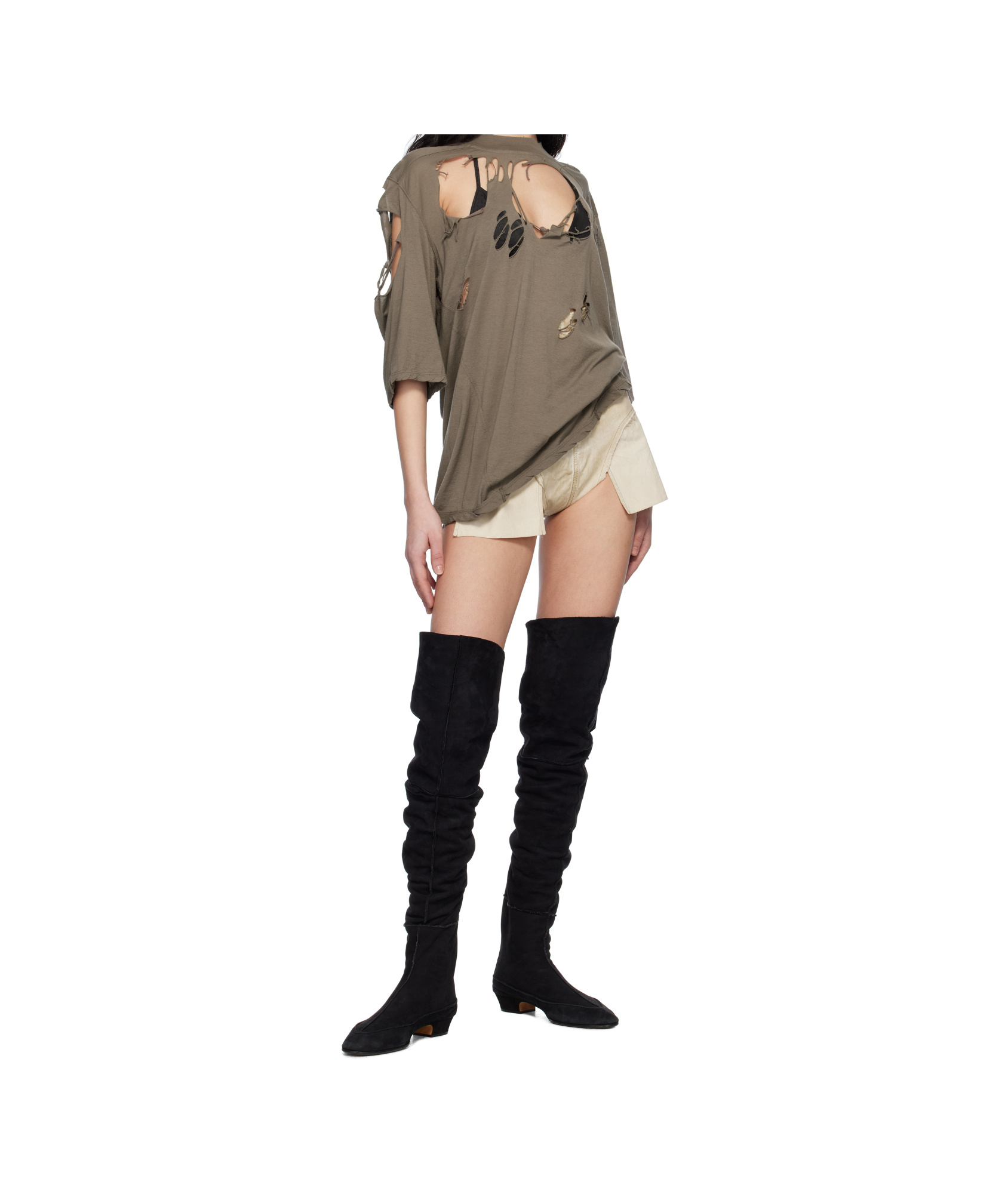 Rick Owens Drkshdw Gray Hollywood Walrus T-shirt In Multicolor