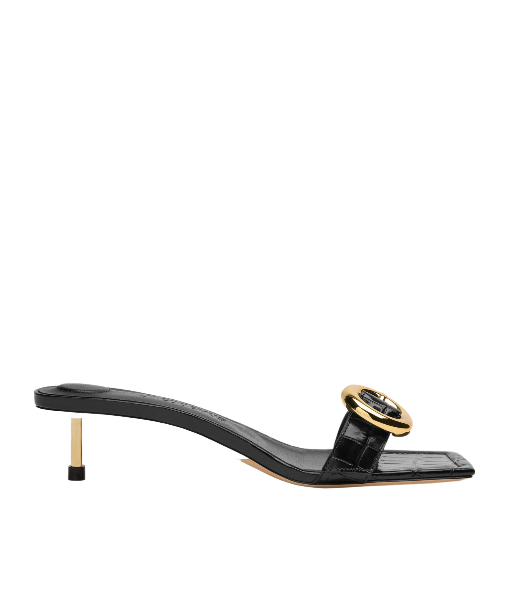 Jacquemus Square-headed High-heeled Sandals In Black