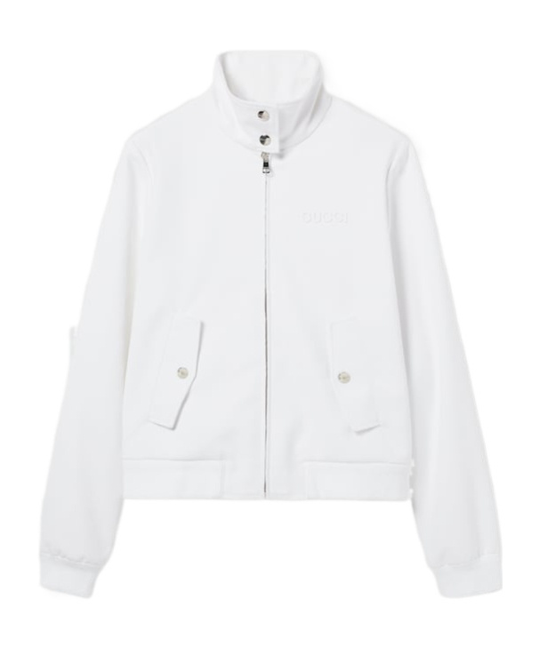 Gucci Gg Jacquard Zip-up Jacket In White