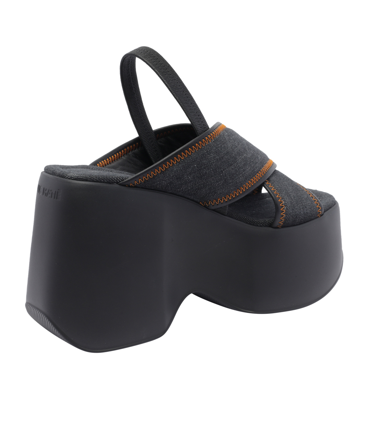 Vic Matie Denim Plateau Sandals In Black