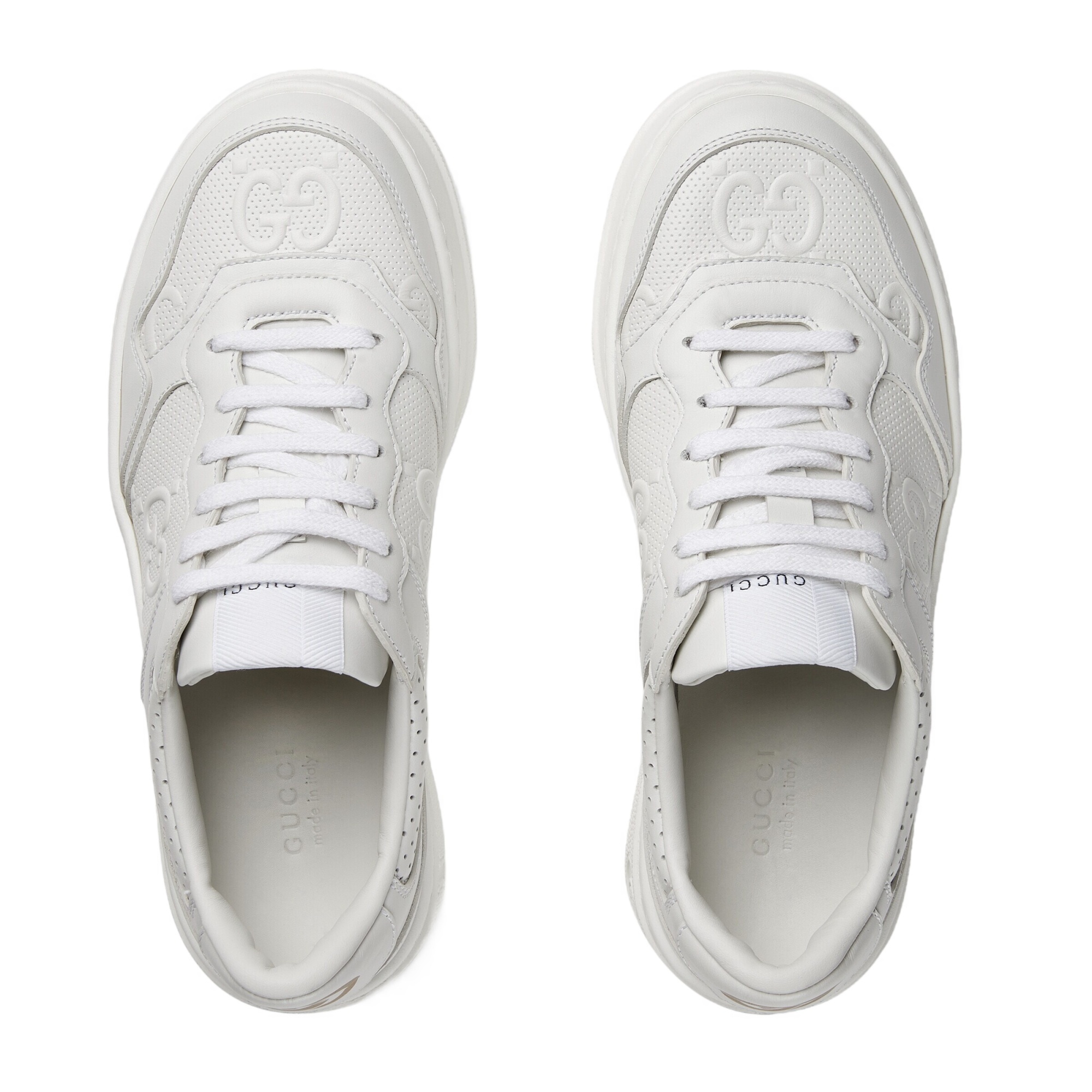 Gucci Gg Fabric And Leather Sneakers In White