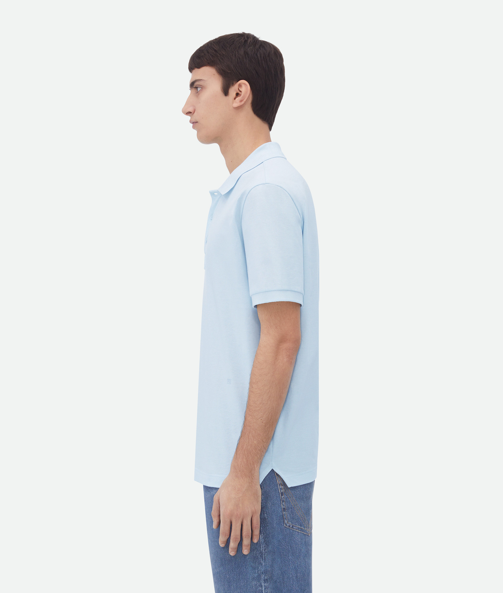 Bottega Veneta Logo-embroidered Cotton Polo Shirt In Blue