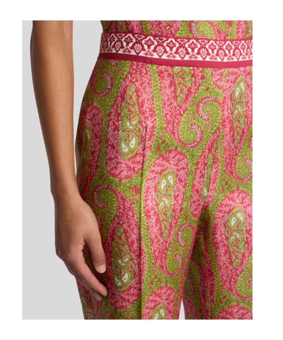 Etro Bootcut Trousers With Placed Paisley Foliage Print In Brown