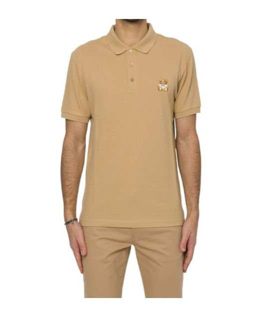 Moschino Beige Embroidered Polo In Nude
