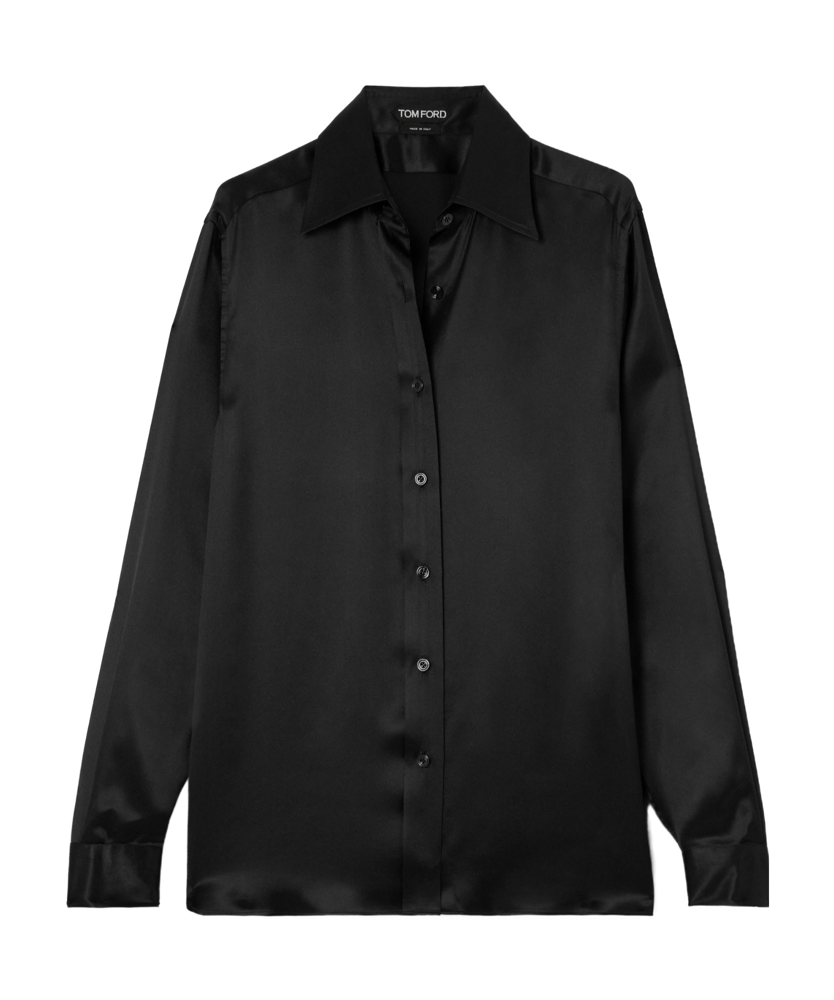 Shop Tom Ford Silk-charmeuse Shirt In Black