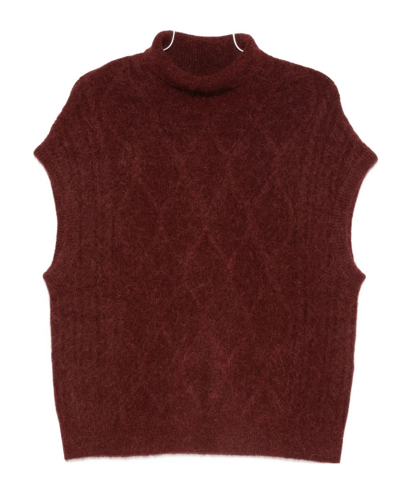 Bellerose Roll-neck Sleeveless Knitted Top In Red
