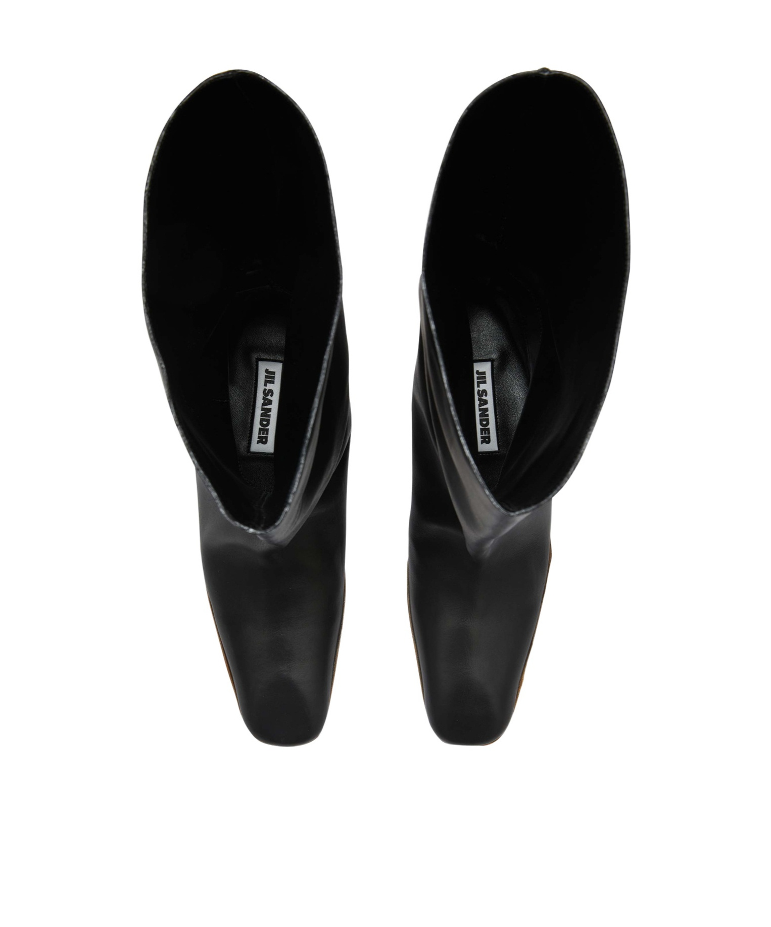 Jil Sander Wide Leather Flat Knee Boots In Black