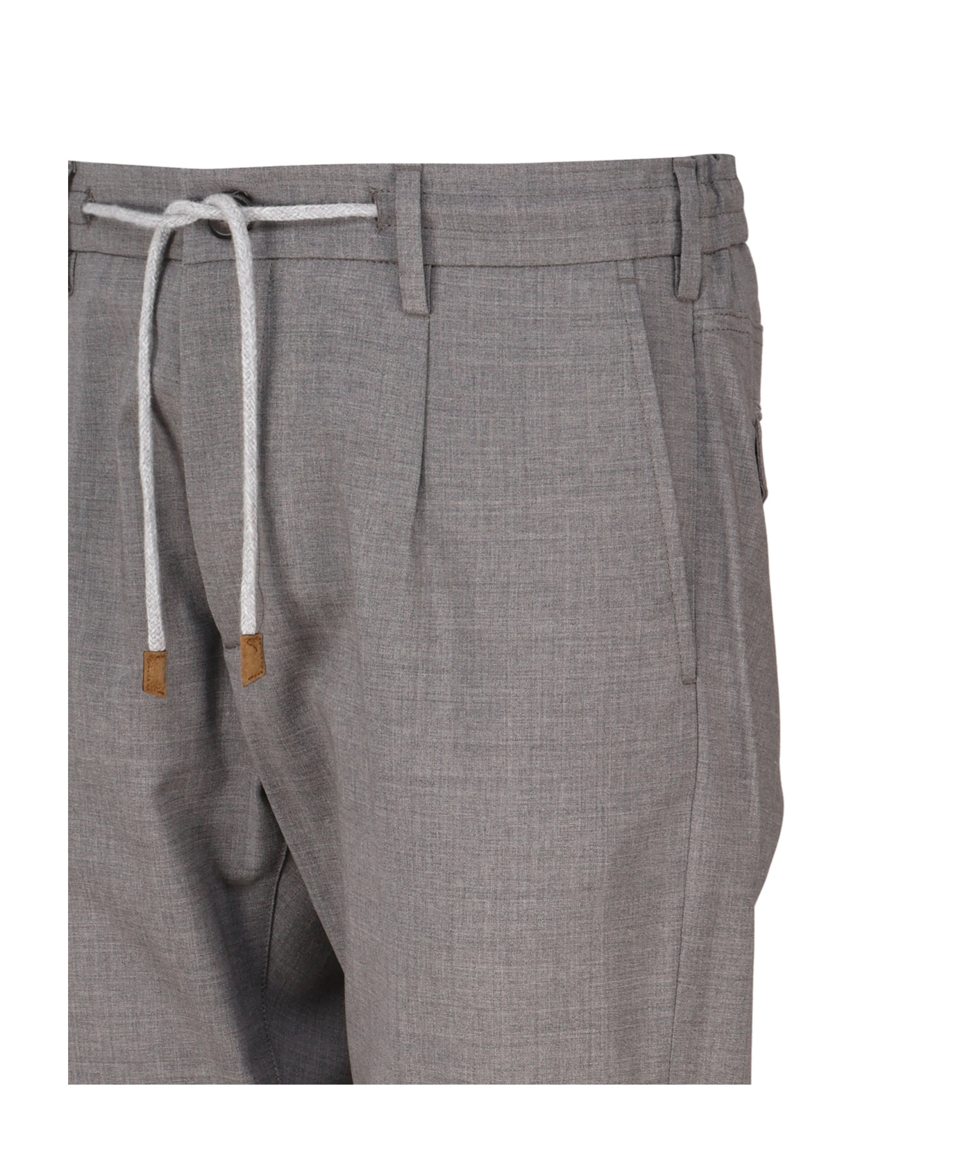 Eleventy Drawstring Waist Stretch Virgin Wool Pants In Gray