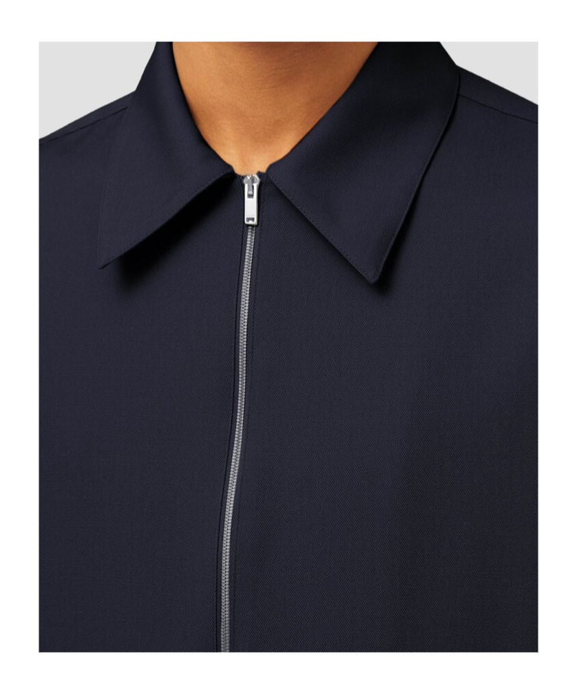 Jil Sander Zip-up Wool Shirt In Black