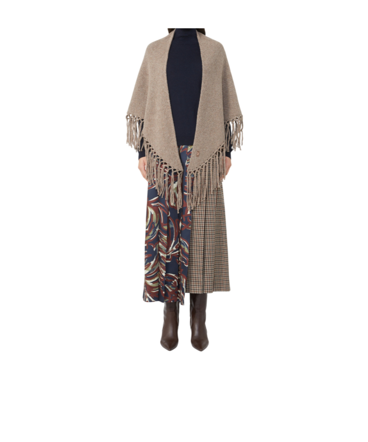 Weekend Max Mara Fringed Wool Shawl In Brown