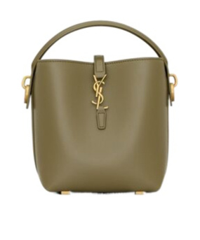 Saint Laurent Mini Le 37 Bucket Bag In Gray