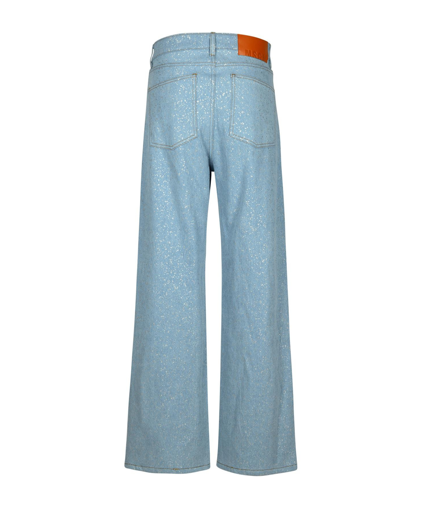 Msgm Logo-appliqué Wide-leg Jeans In Blue