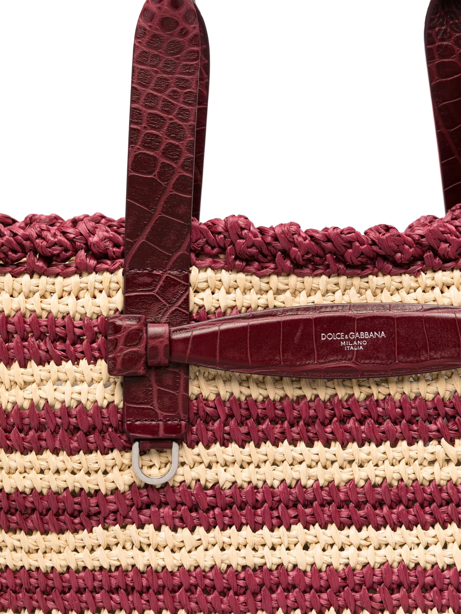 Dolce & Gabbana Striped Woven Tote Bag In Bordeaux Red