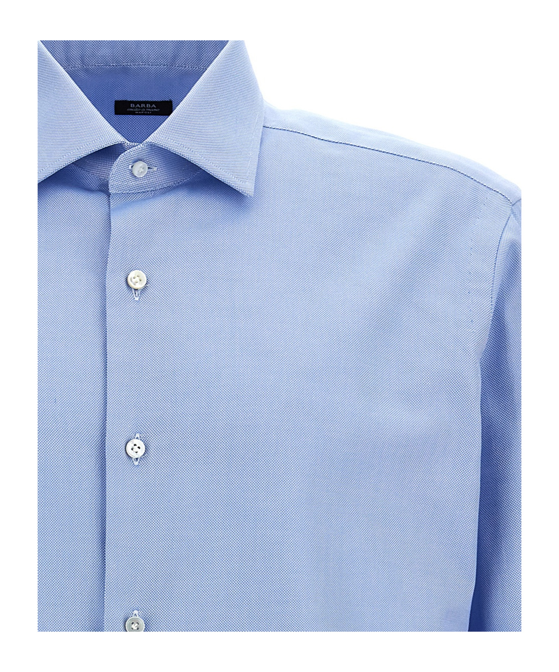 Barba Napoli Barba Tailored Poplin Shirt With Button Closure In Blue