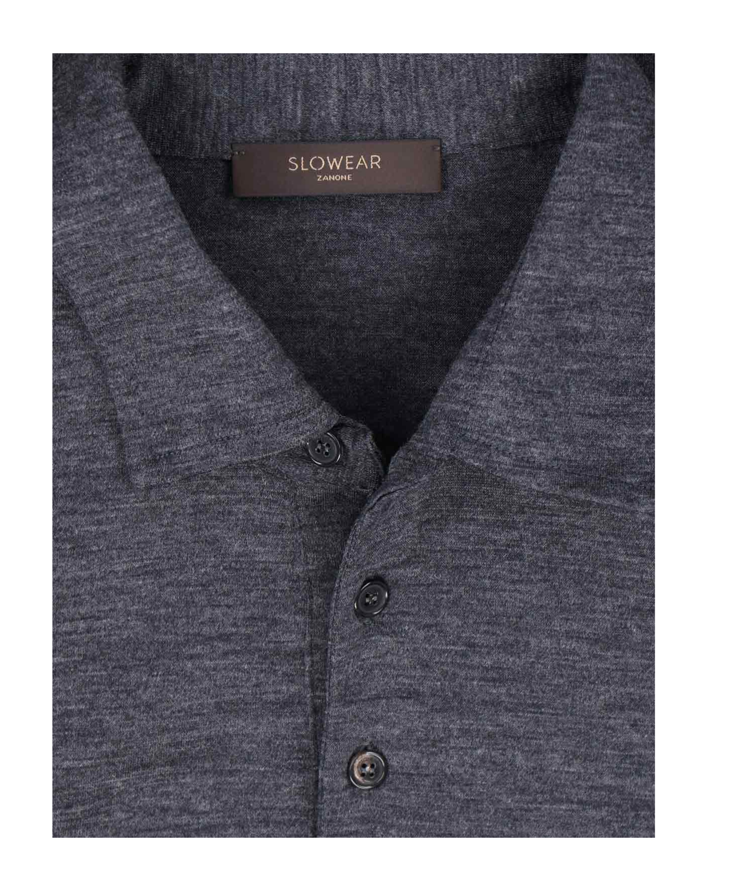 Zanone Virgin Wool Polo Shirt In Gray