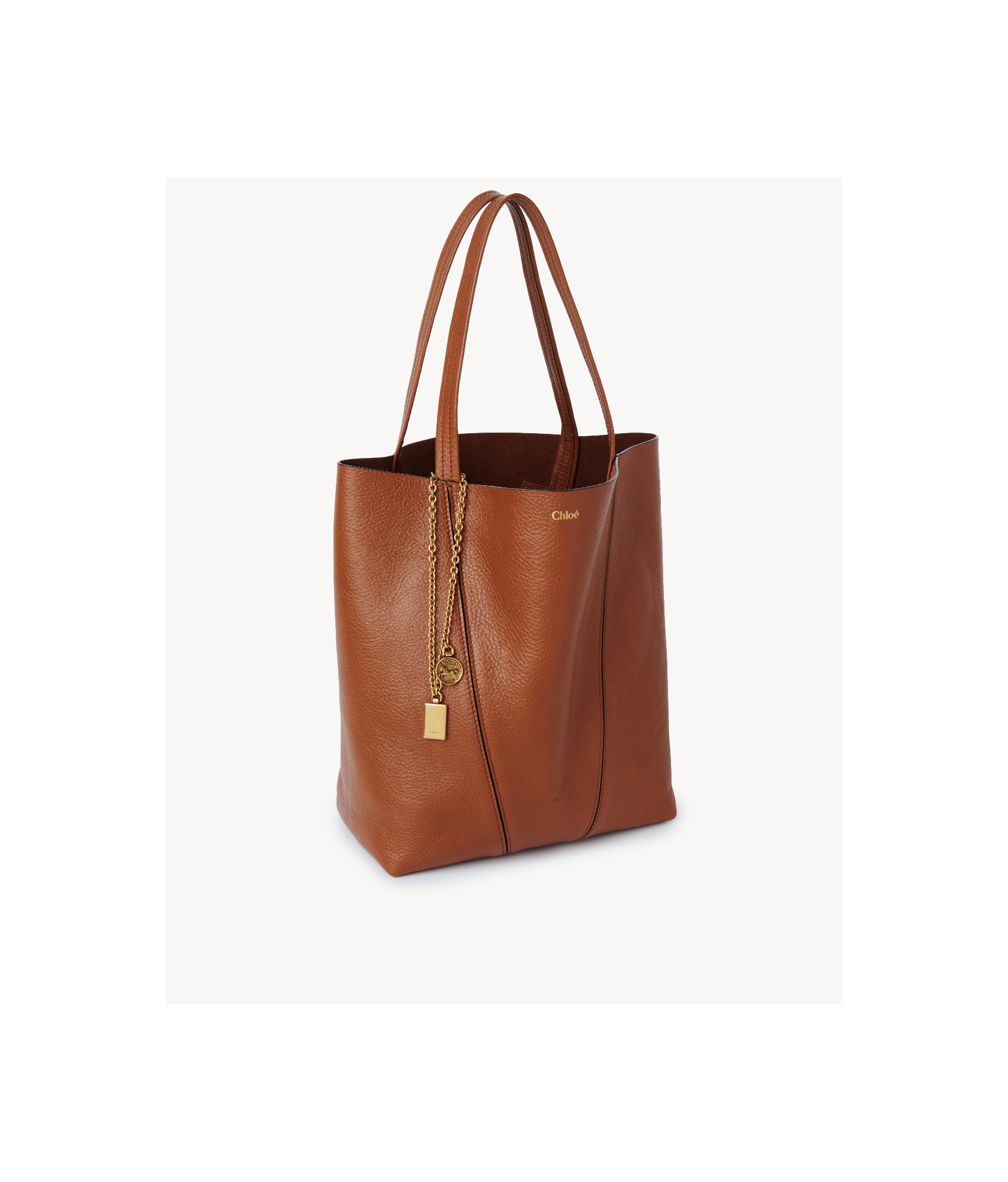 Chloé Medium Chloe Spin Grain Leather Bag In Brown
