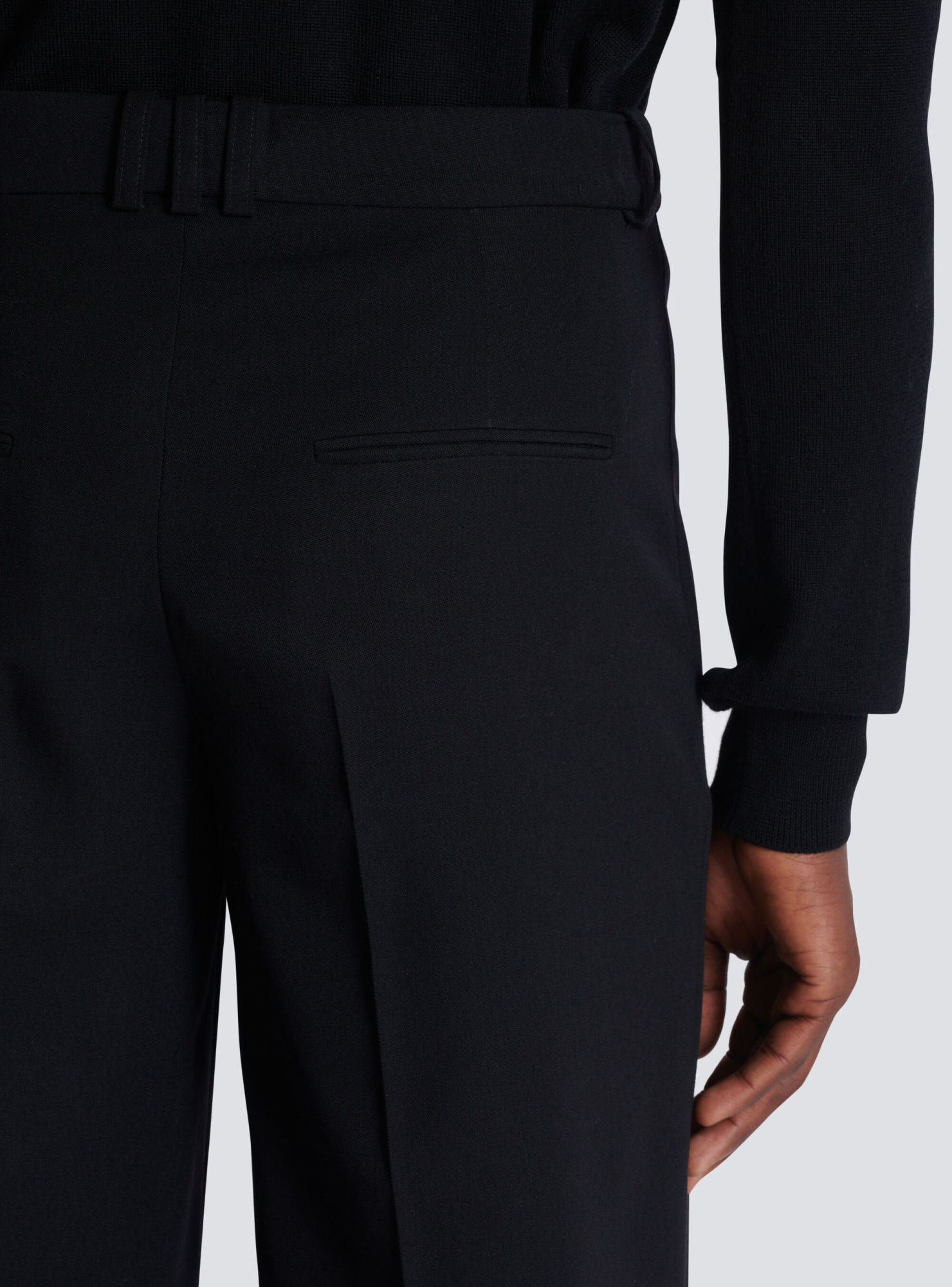 Balmain Straight Leg Pleated Pants With Pockets And Belt Loops In Black