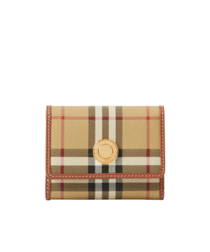 Burberry Small Check Folding Wallet In Brown