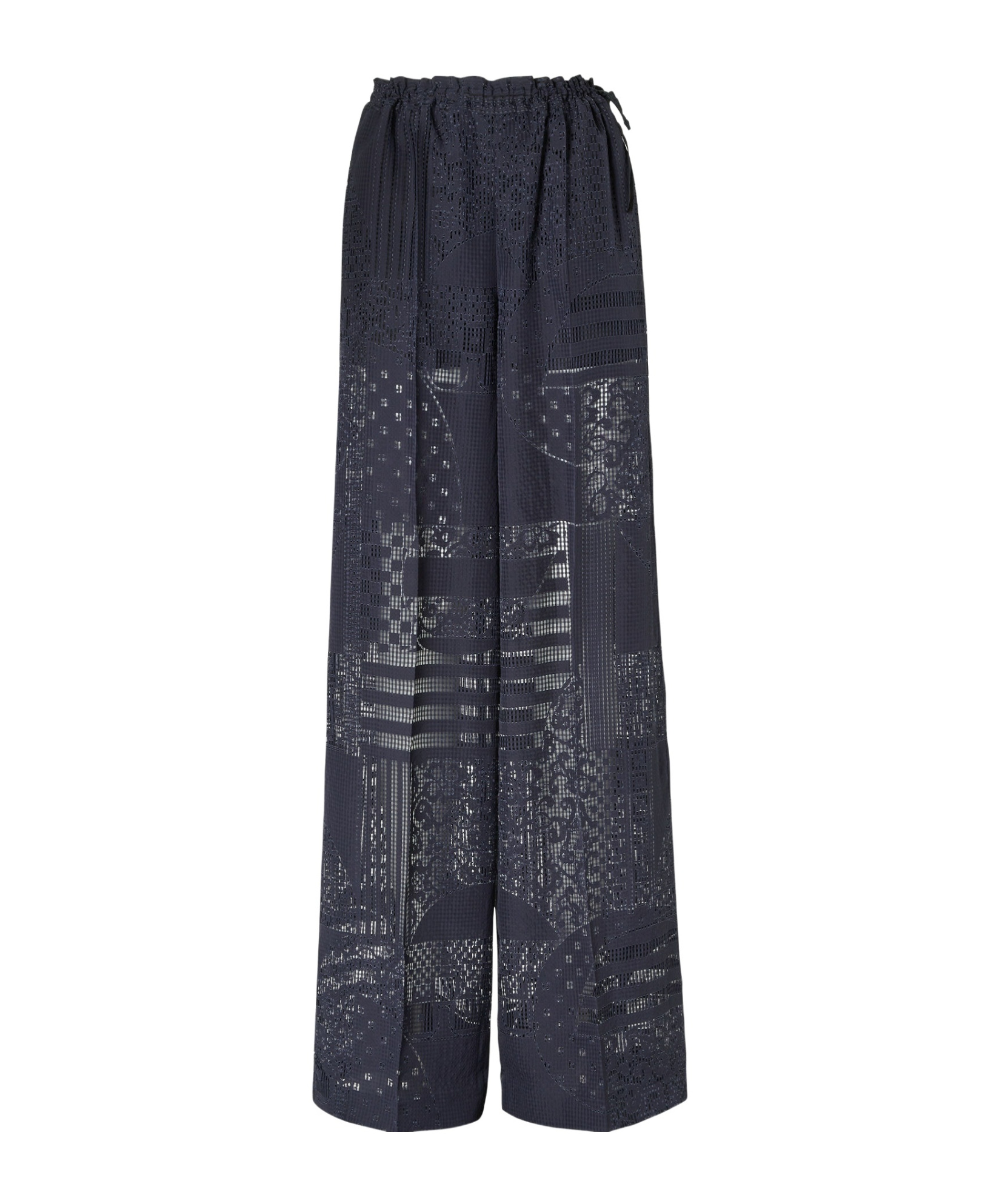Fendi High Waist Wide Leg Trousers In Sheer Patterned Fabric In Blue