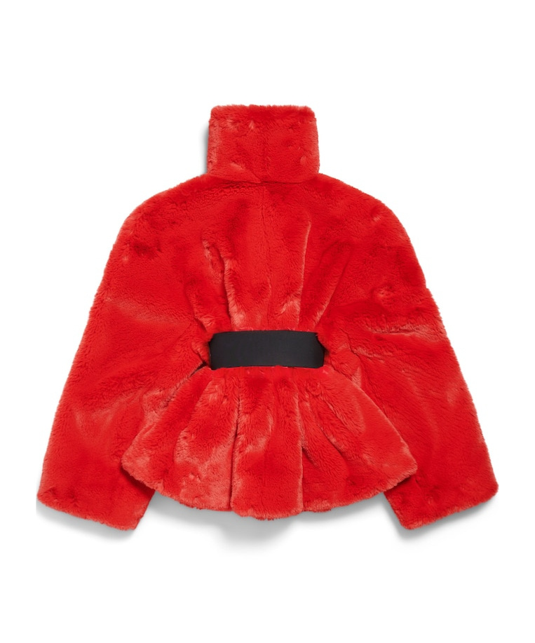 Balenciaga Faux Fur Jacket In Red