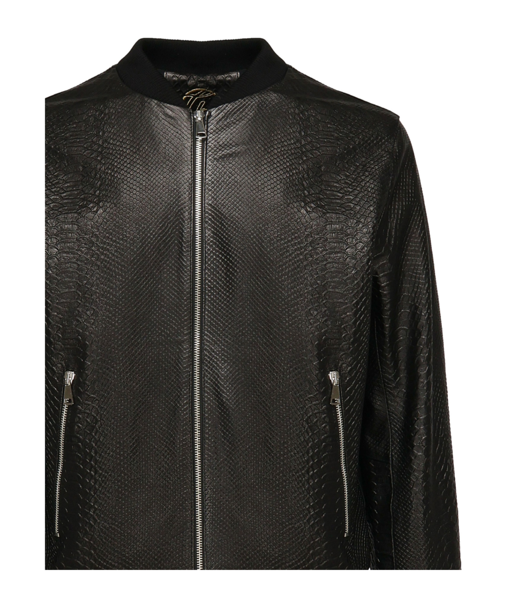 Giuliano Galiano Miami Zip Python-effect Leather Jacket In Black