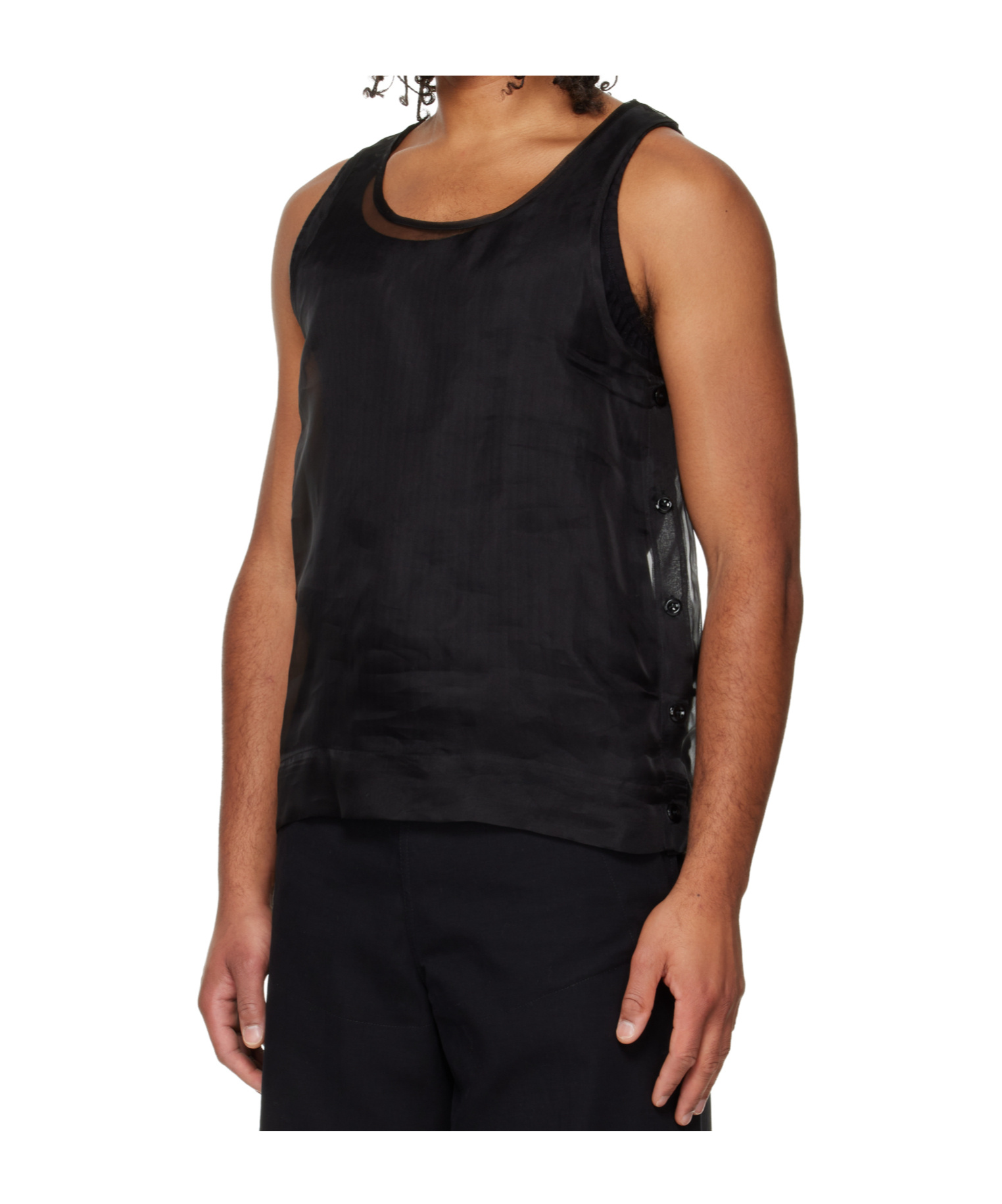 Simone Rocha Organza Double-layer Vest In Black