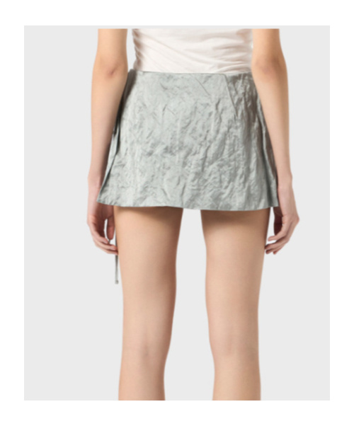 Blumarine Crinkled Satin Shorts In Grey