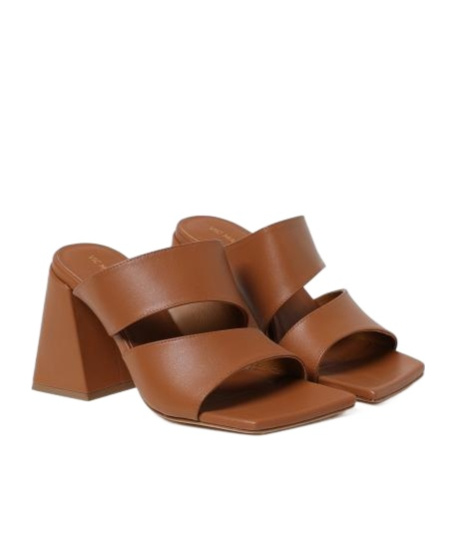 Vic Matie Square Toe High Heel Sandals In Brown