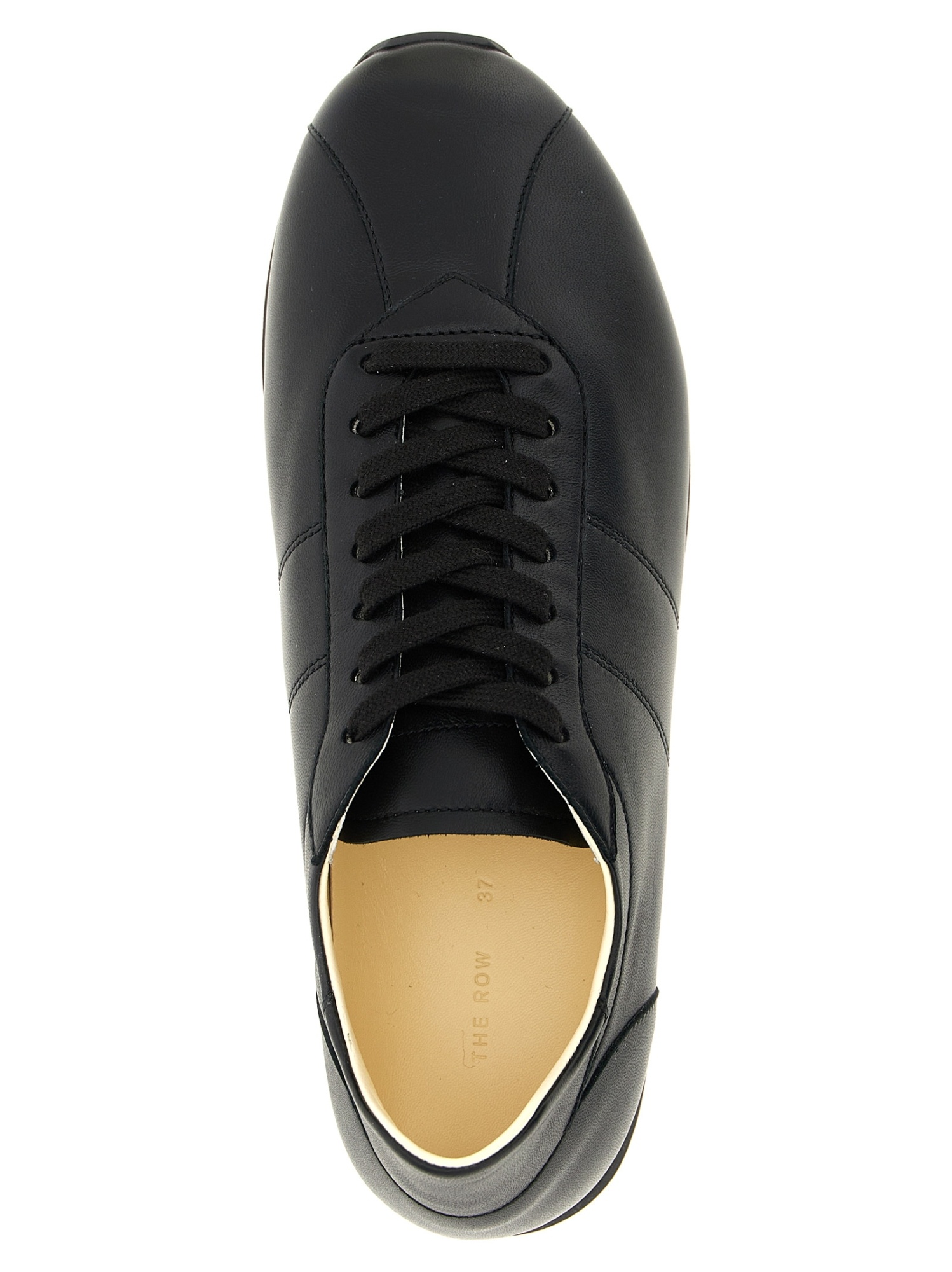 The Row Mica Leather Low-top Sneakers In Black