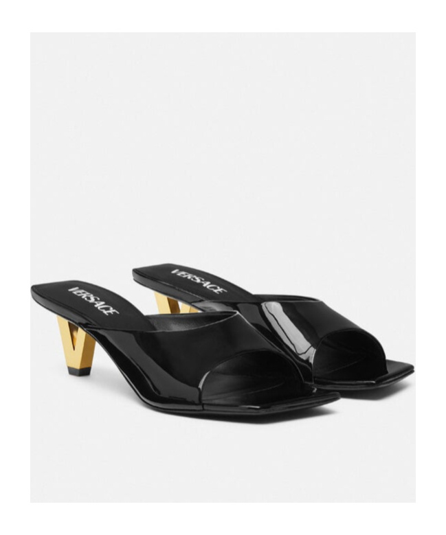 Shop Versace Leather Mules In Black