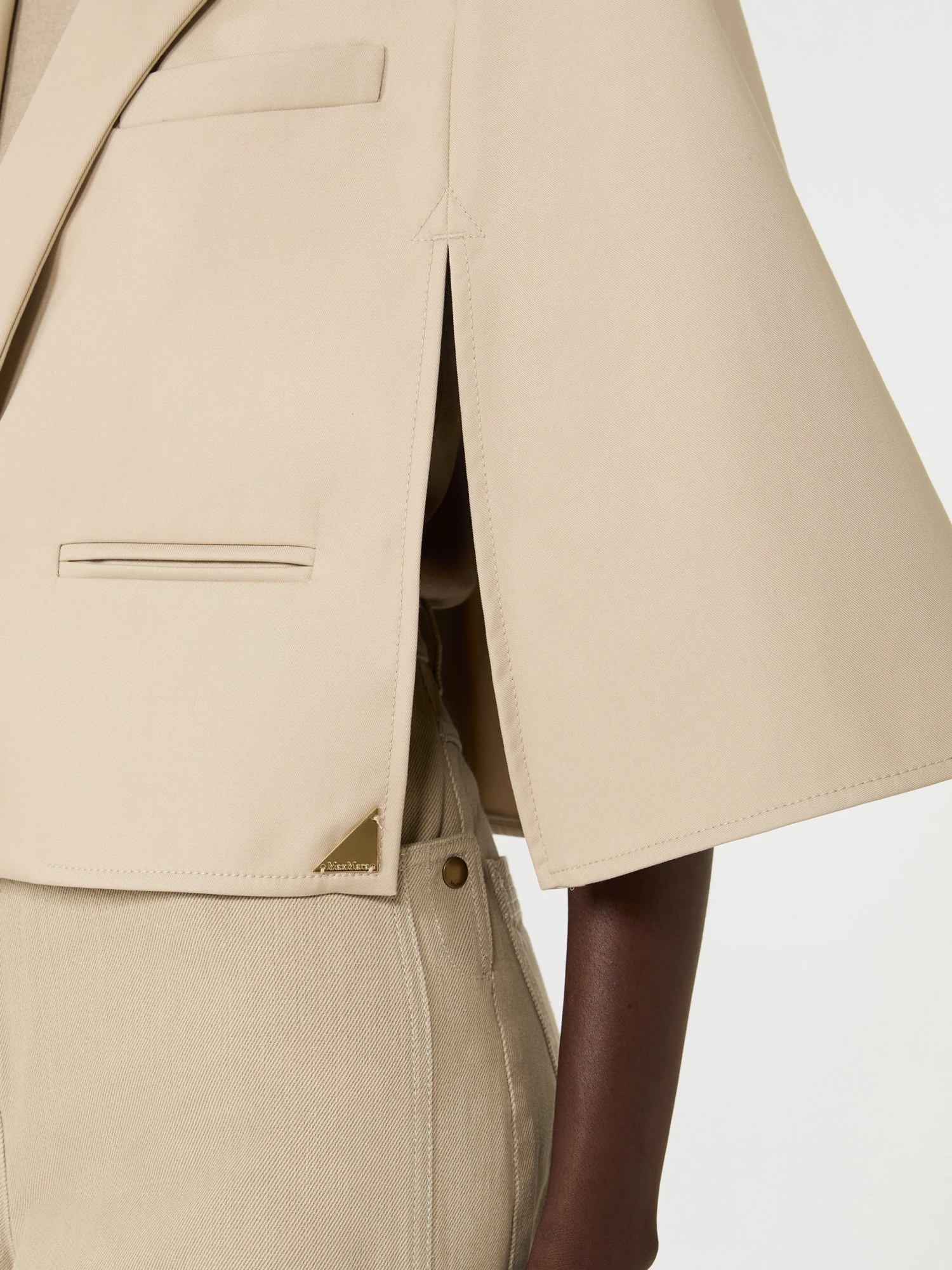 Max Mara Single-breasted Cape In Stone
