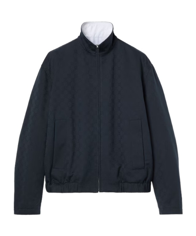 Gucci Reversible Cotton Gabardine Zip Jacket In Multi