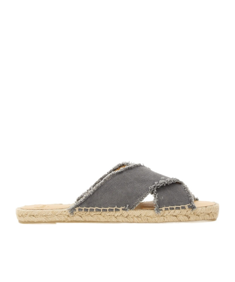 Castaã±er Palmera Cross Strap Frayed Edges Sandals In Gray