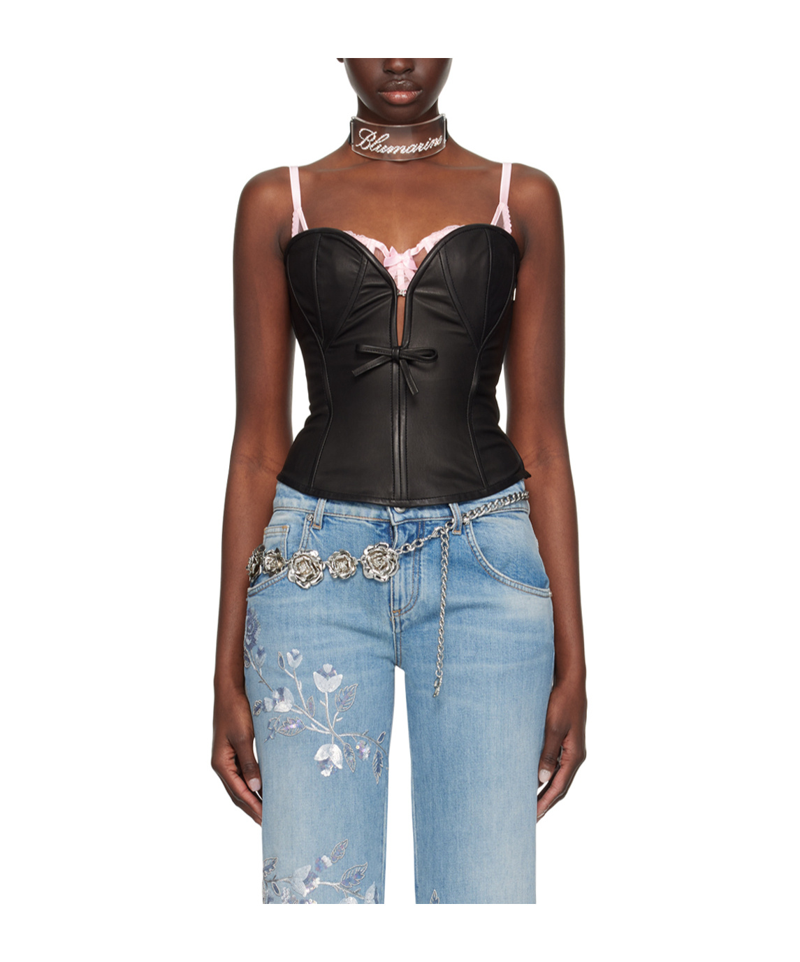 Blumarine Spliced Bow Knot Skin Vest In Brown