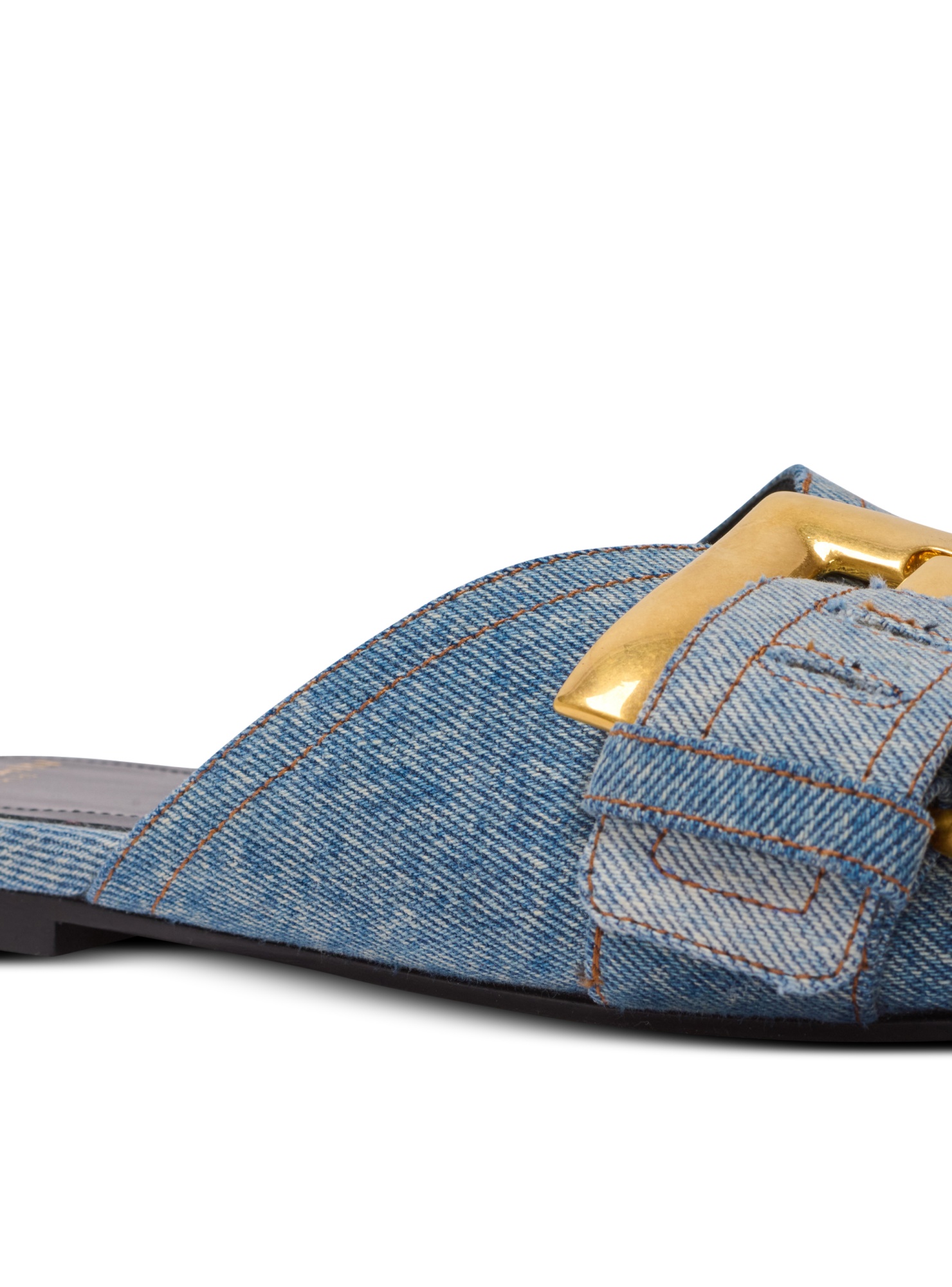 Balmain Anthem Flat Denim Sandals