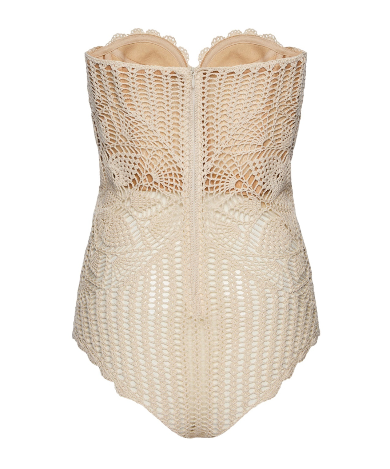 Magda Butrym Lace Crochet Bustier Bodysuit In Cream In Brown