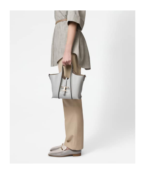 Tod's Mini T Timeless Tote Bag In Gray