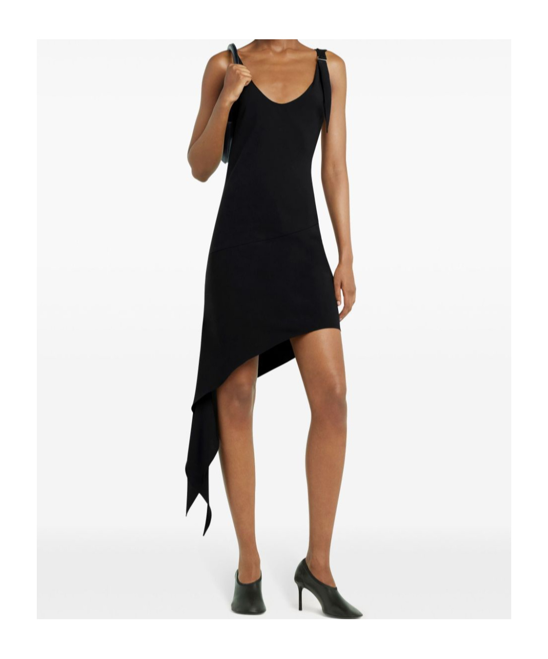 Courrèges Knot Asymmetric Midi Dress In Black