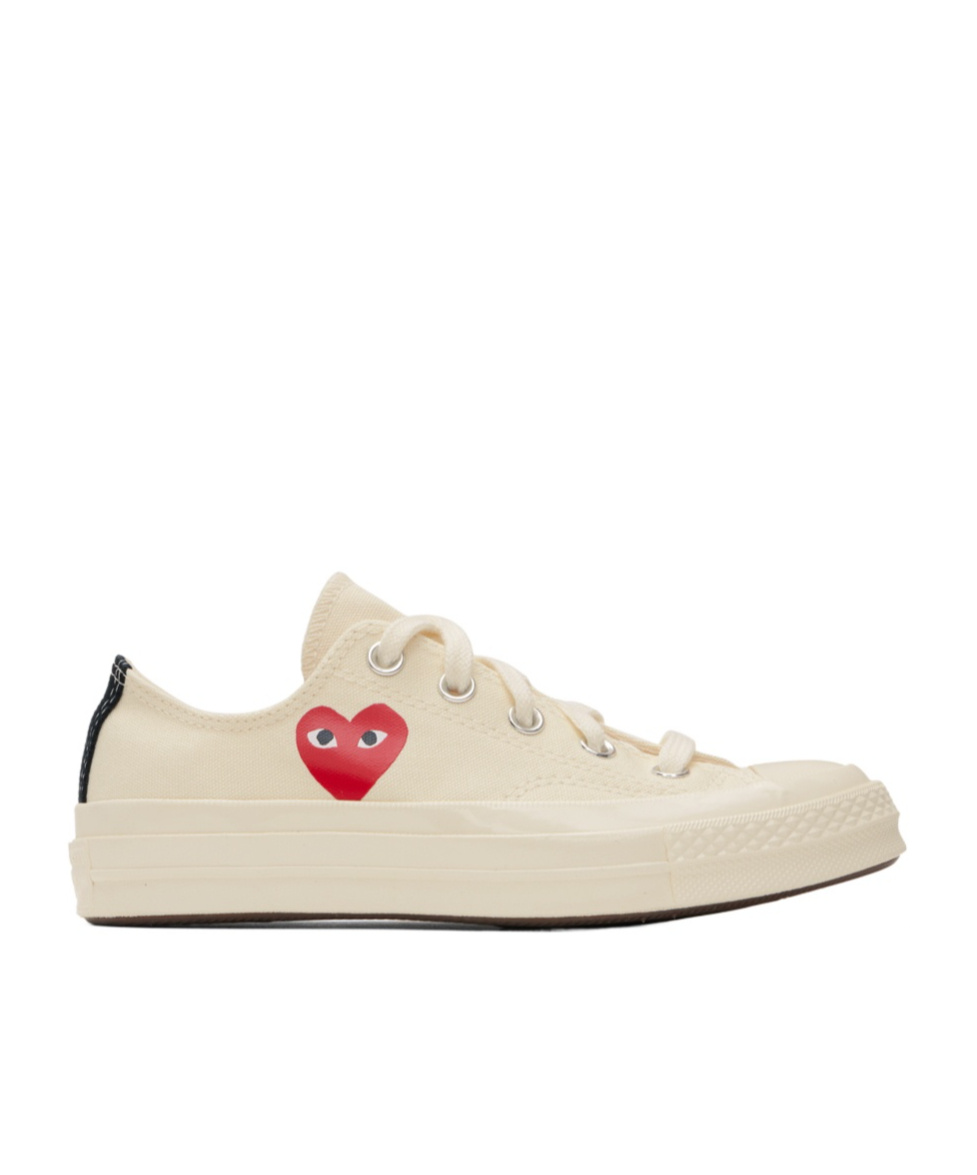 Comme Des Garçons Play Play Converse Cotton Low Sneakers In Nude