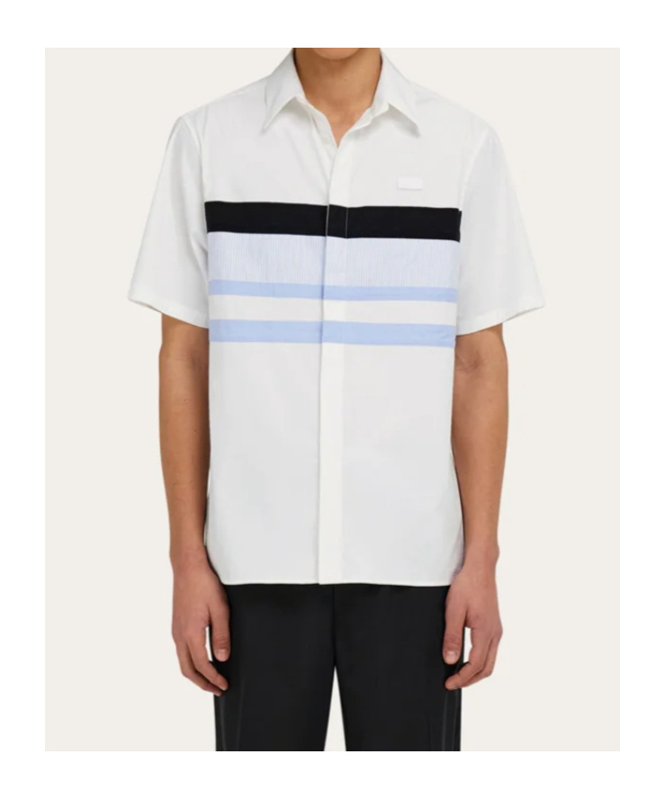Ferragamo Leftover Cuts Bowling Shirt In White