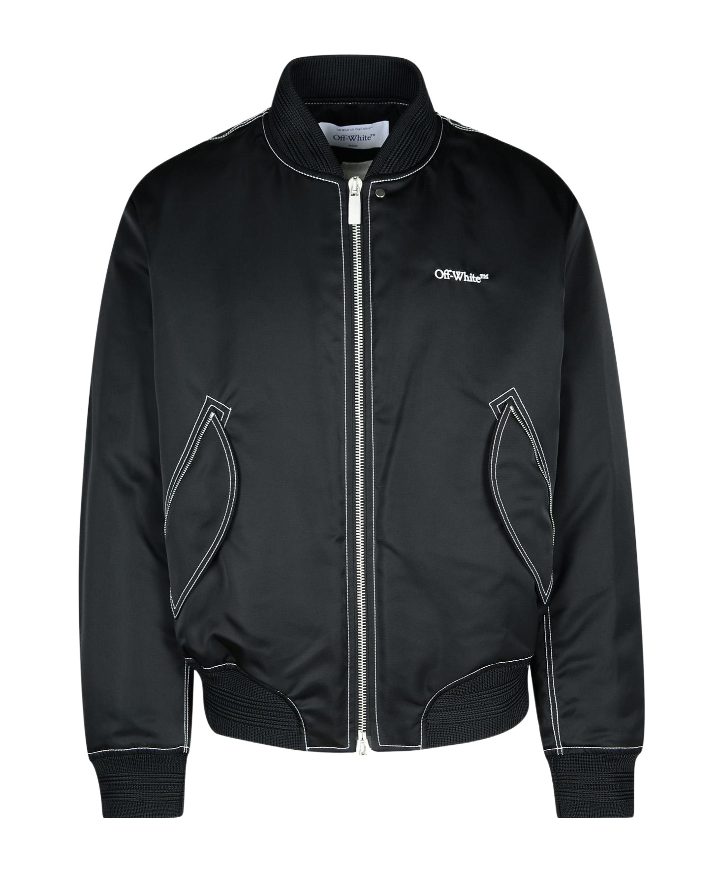 Off-white Embroidered-logo Bomber Jacket In Black