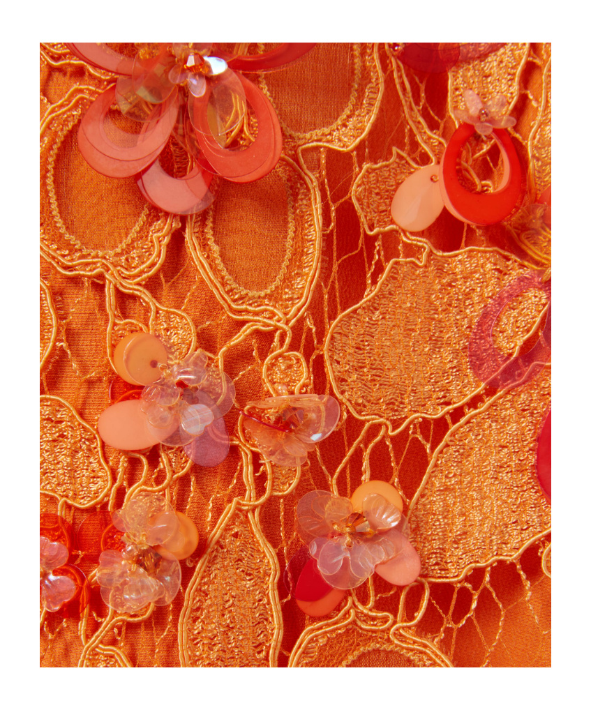 Gucci Flora Lace Skirt With Beads In Orange