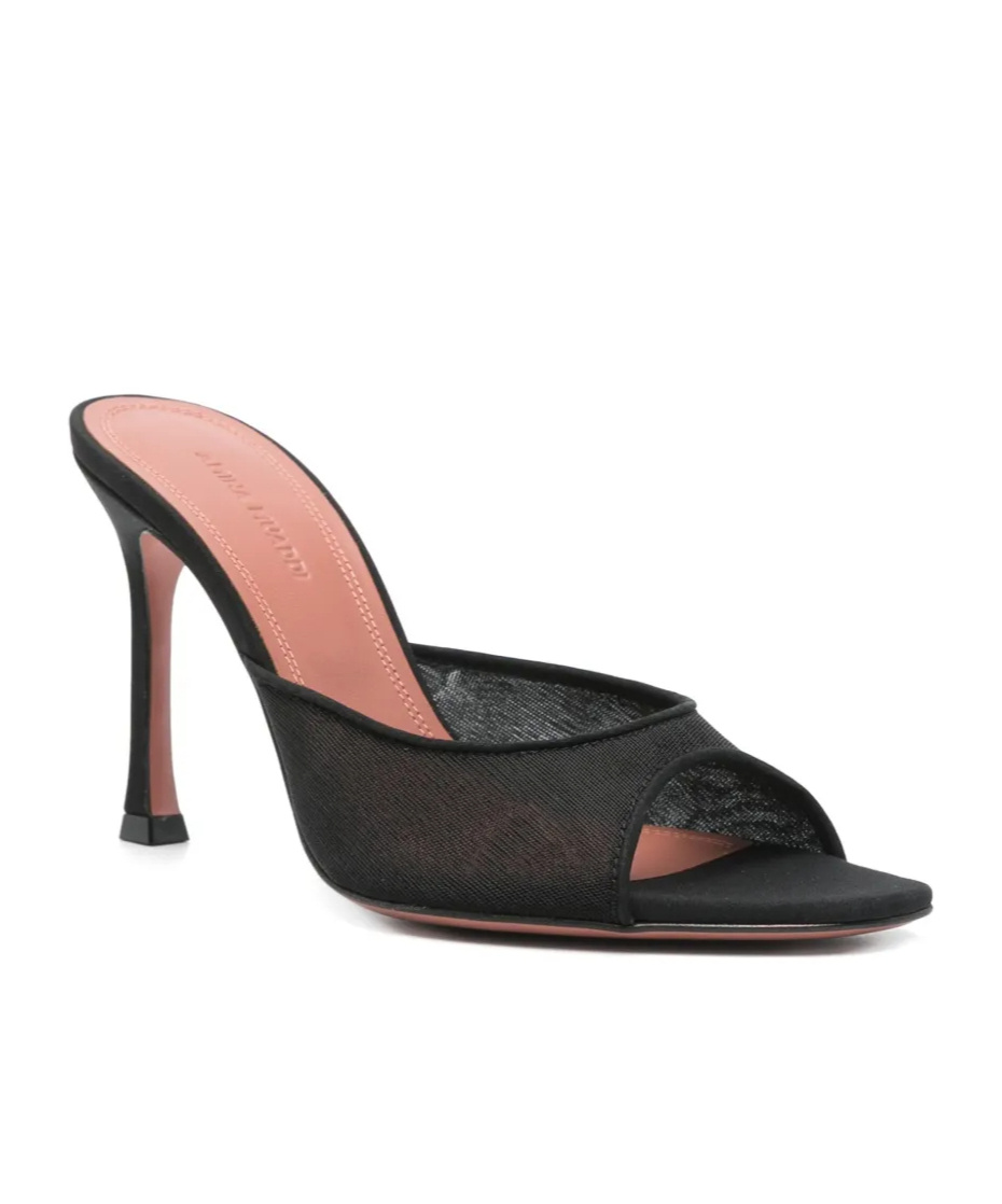 Amina Muaddi 100mm Peep-toe Sandals In Black