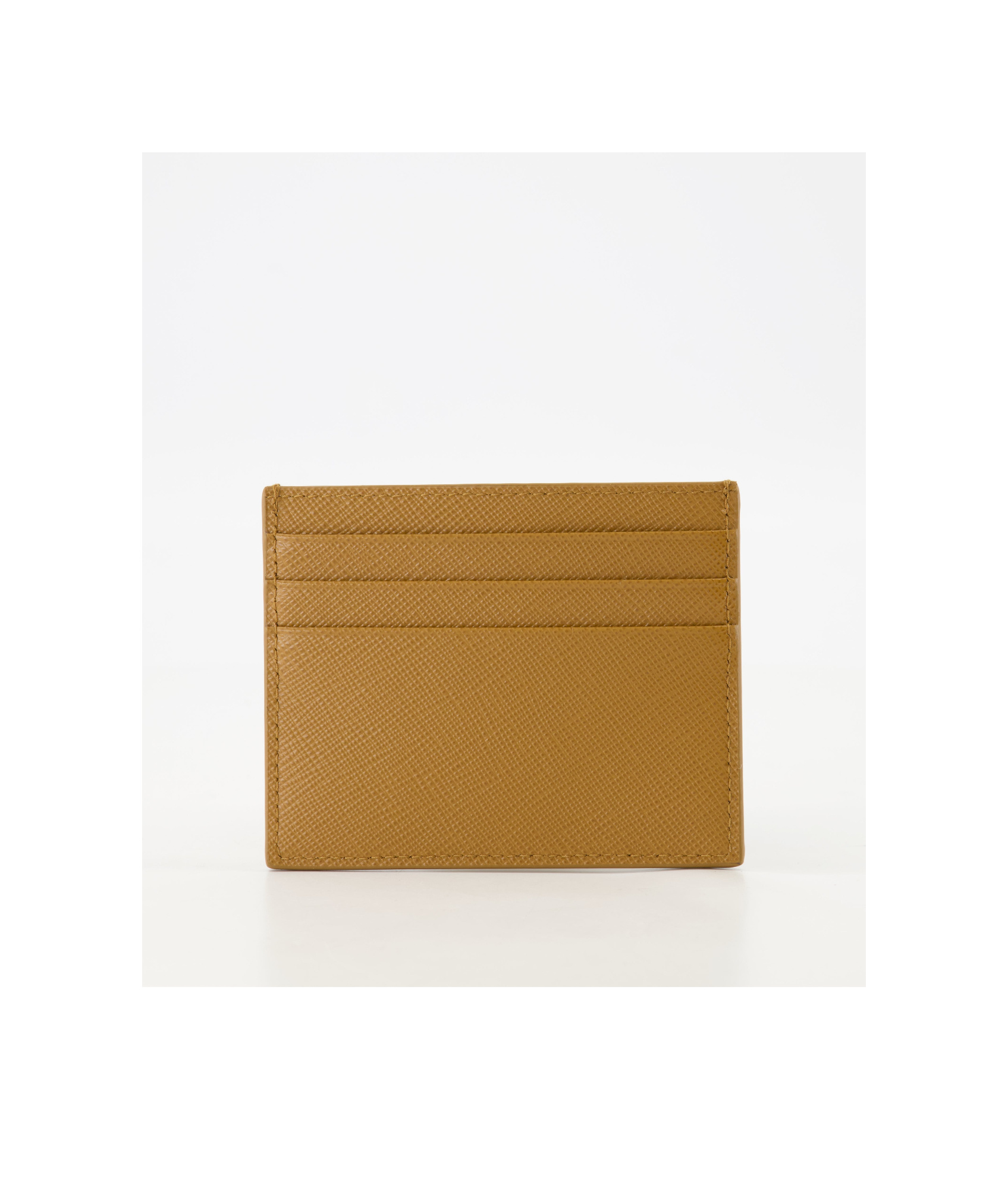 Prada Triangle Logo Saffiano Leather Cardholder In Brown