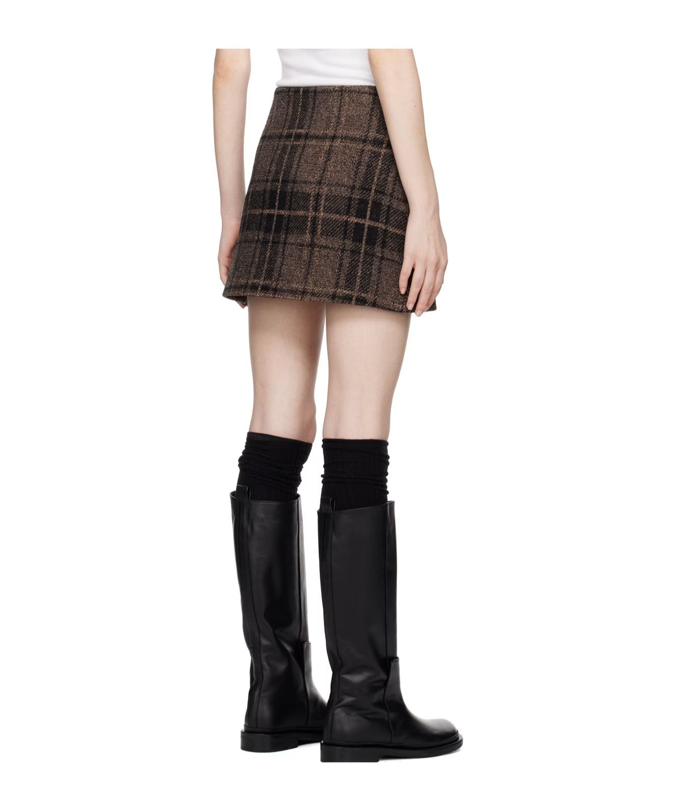 LOW CLASSIC CHECK-PATTERN WOOL-BLEND MINISKIRT
