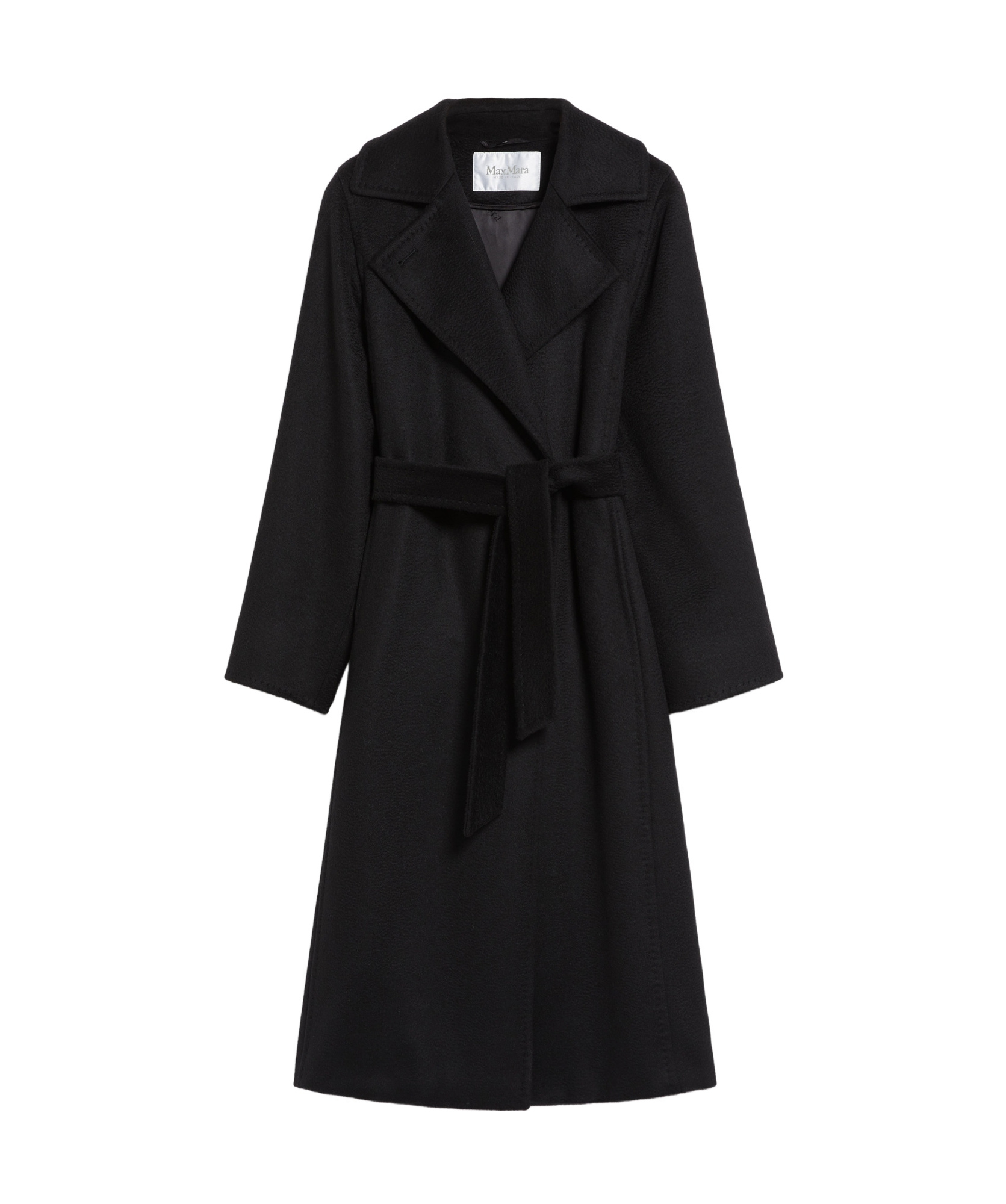 Max Mara Manuela Icon Belted Wool Coat In Black